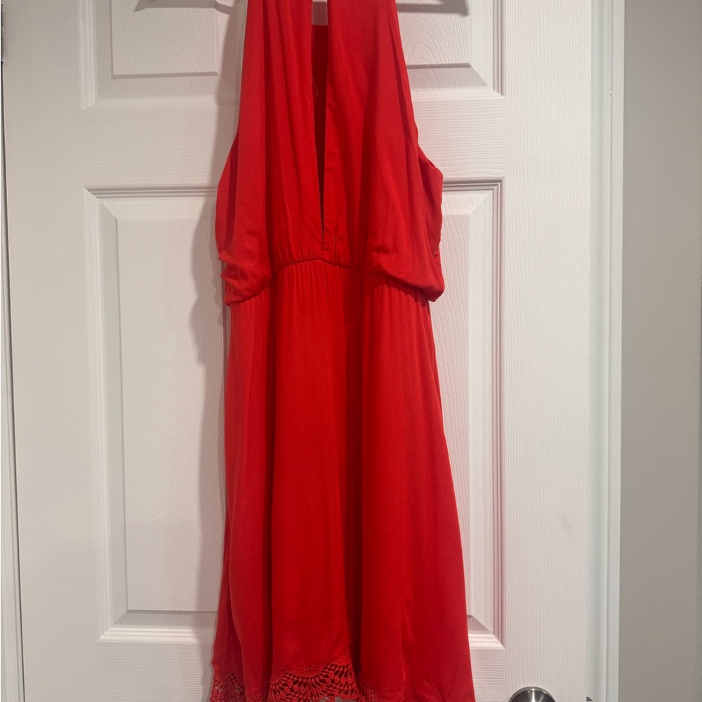 Vibrant Red Halter Dress
